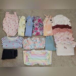 Charming Baby Clothing Set with Floral and Striped Patterns 12 Months